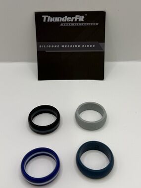 Silicone Wedding Ring Set for Men — Black, Gray, Navy, Blue